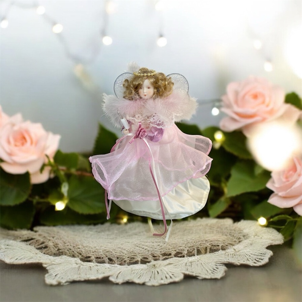 Vintage Holiday Tradition Lighted Fairy Angel Christmas Treetop Tree Topper 11”